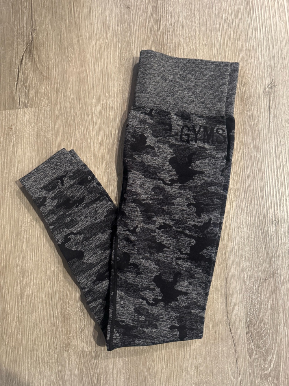 Gymshark Black and Gray Camo High-Waist Leggings